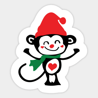 Monkey Santa Sticker